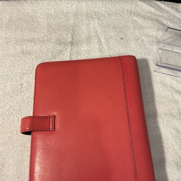 Day timer leather w/snap closure in pink for breast cancer annual w/card pen id - Picture 5 of 8